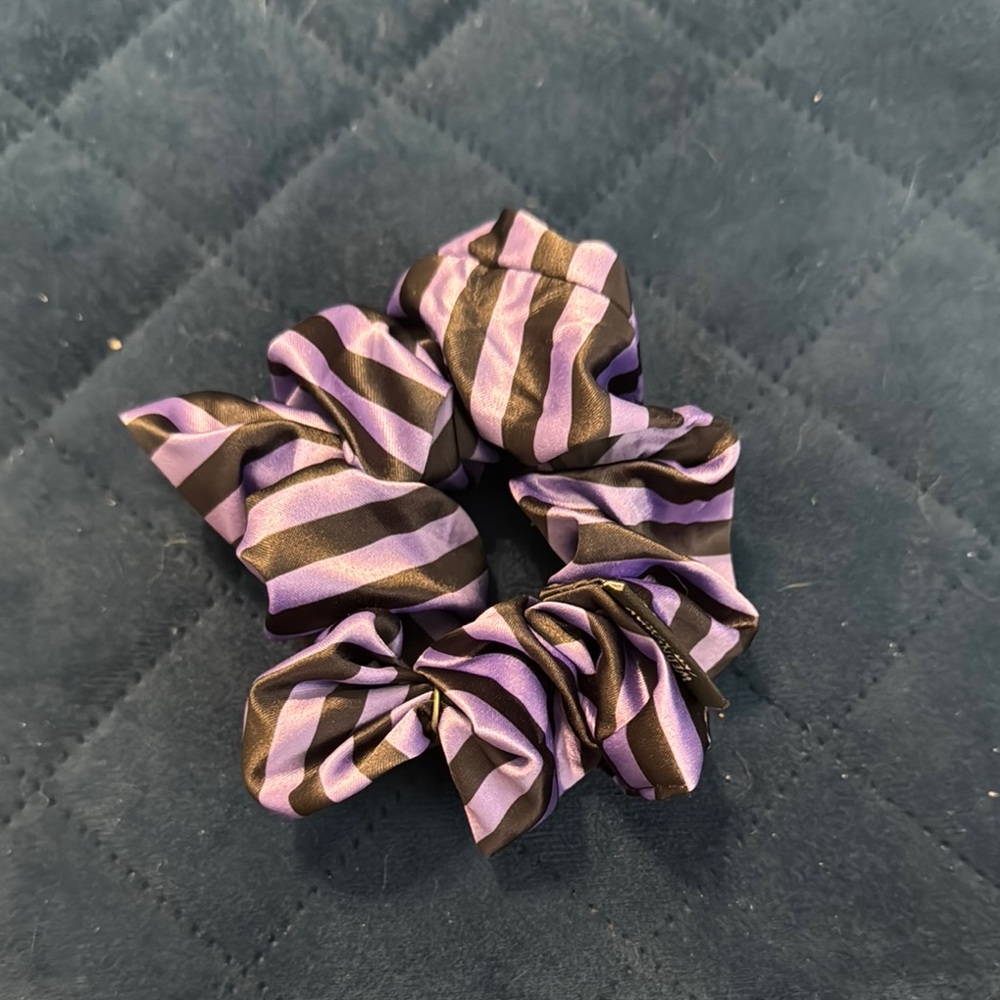 ✨Striped Purple and Black Hair Scrunchie
